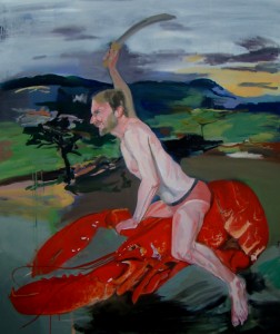 L'assaillant sur rouge monture, oil on cancas, 120 x 140 cm
