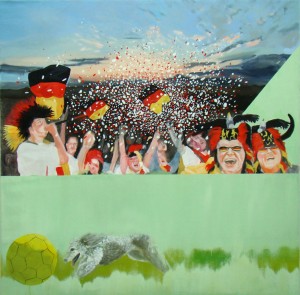 Supporters 1, oil on canvas, 120 x 120 cm